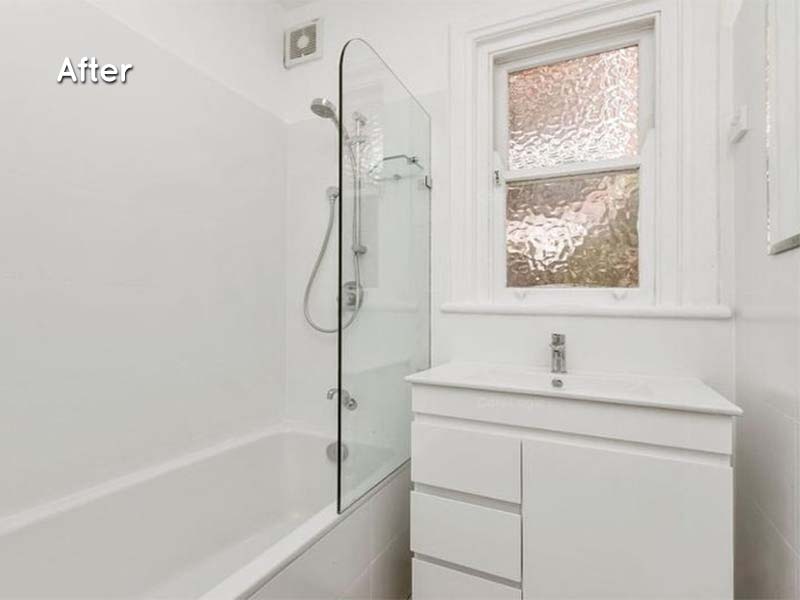 art deco renovation with a view bathroom after