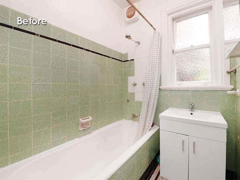 art deco renovation with a view bathroom before