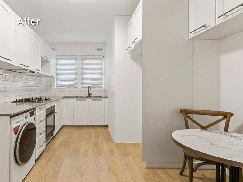 art deco renovation with a view kitchen after