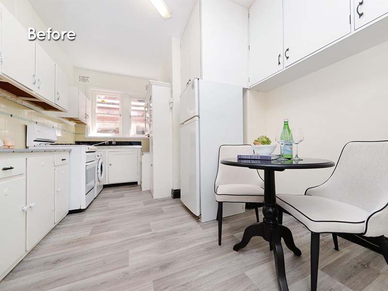 art deco renovation with a view kitchen before