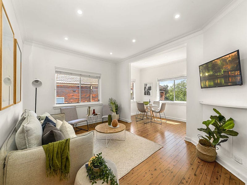 Buyers Agent Purchase – Military Rd, North Bondi, Sydney - Living Room and Dining Room