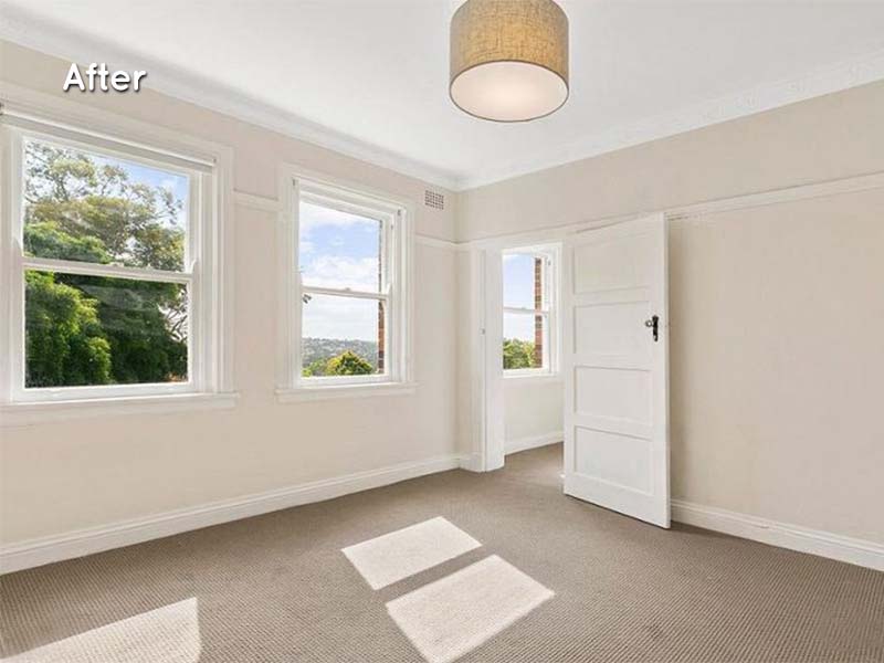 art deco renovation with a view bedroom after