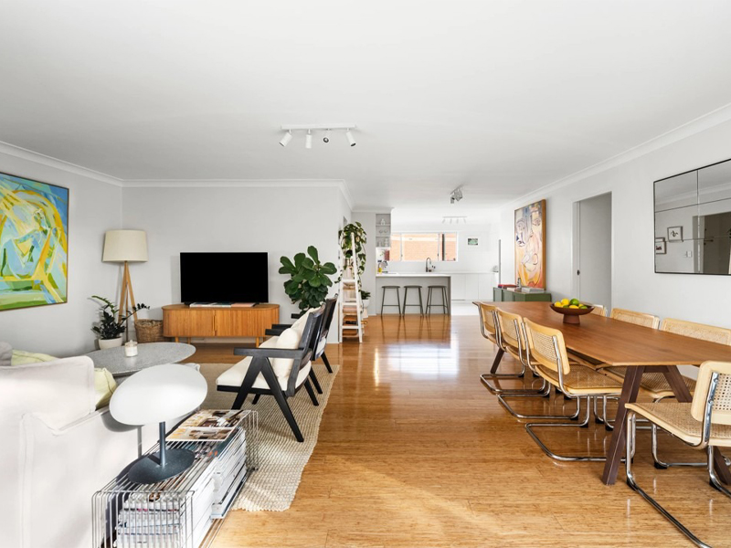 Living room side 1 of a Bennett St property in Bondi purchased by a buyer through a buyers agent