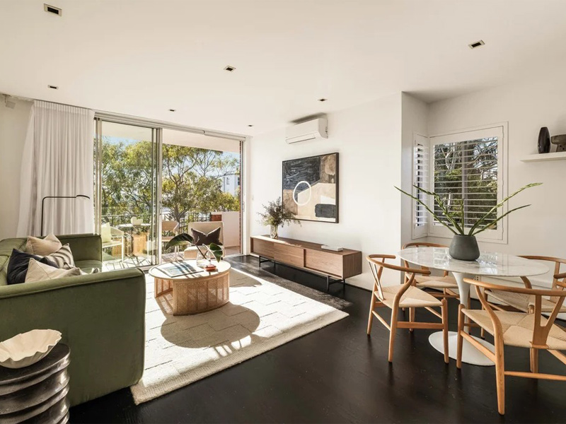 Living room of a Francis St property in Bondi Beach purchased by a buyer through a buyers agent